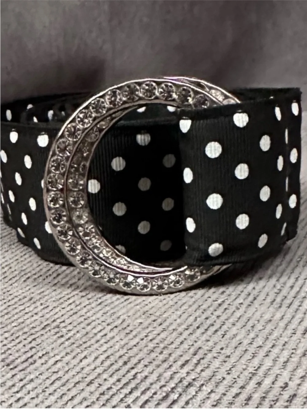Vintage Polka dot belt black white size small women’s adjustable express